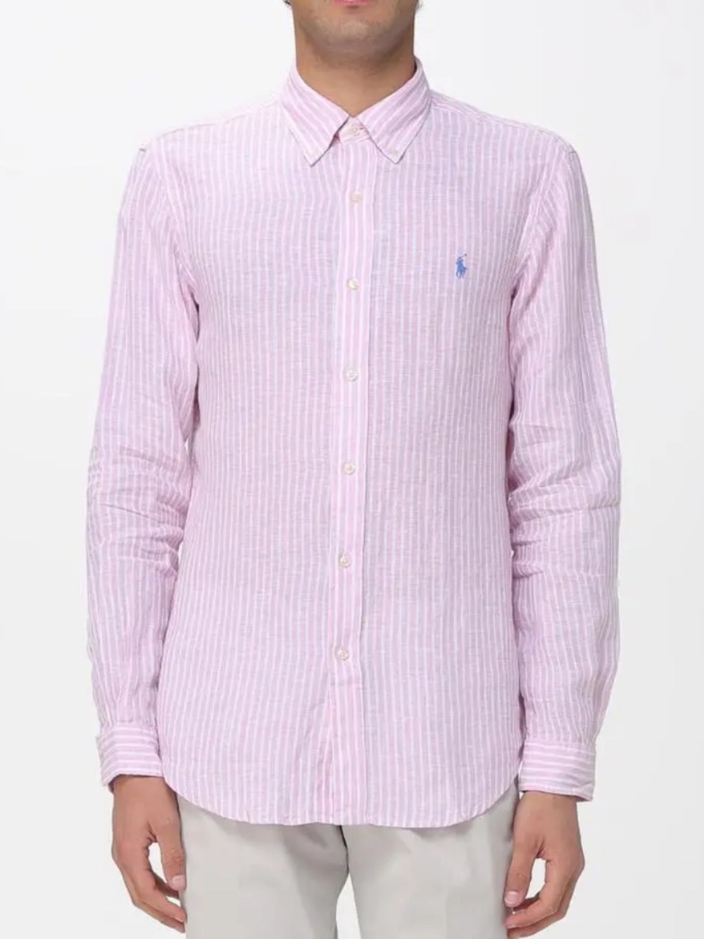 Polo Ralph Lauren Pink and White Striped Button-Down Men’s Shirt Size S